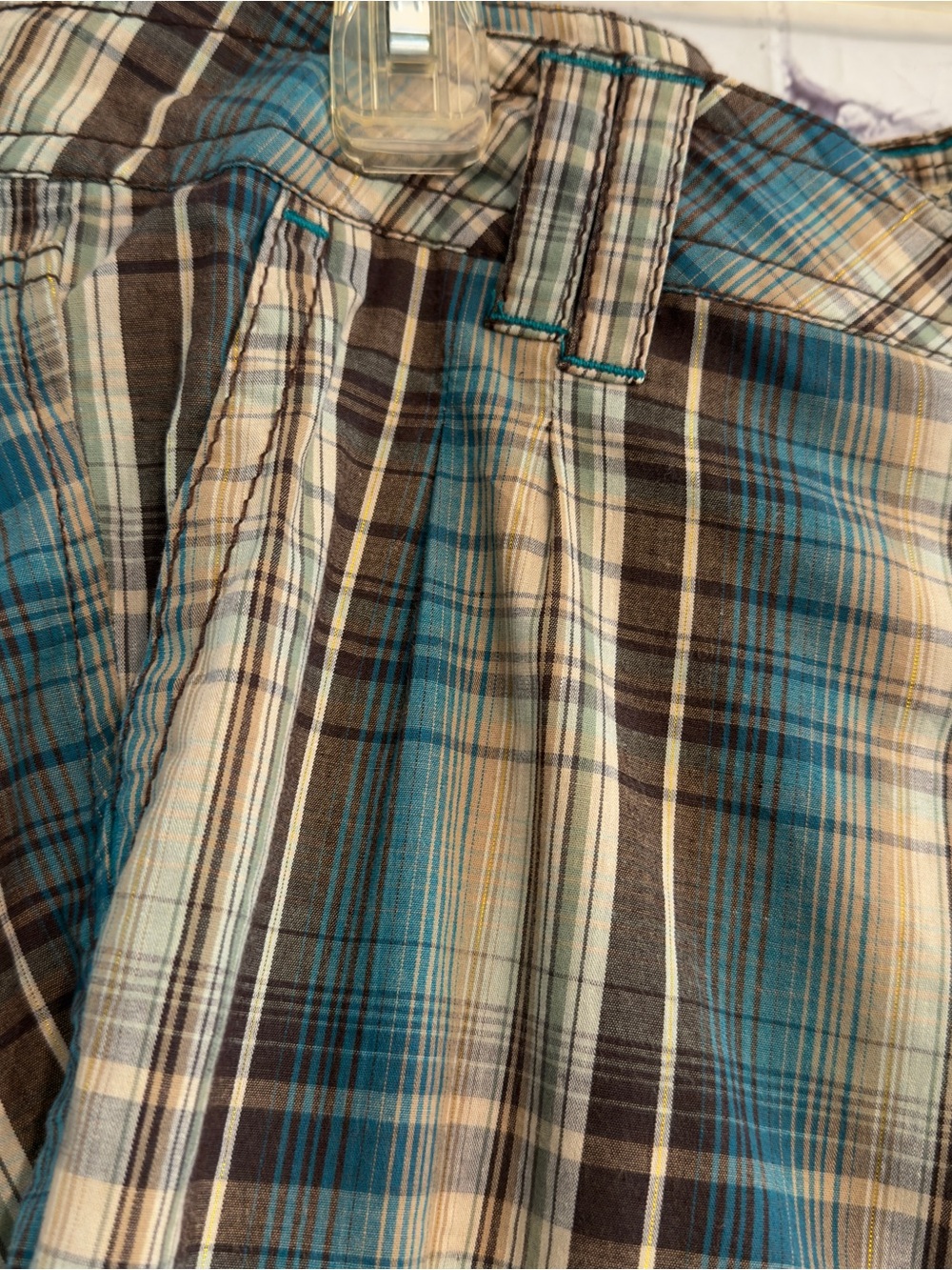 Paris Blues Teal, Brown & Cream Plaid Bermuda Shorts Sz 11 - Picture 2 of 9